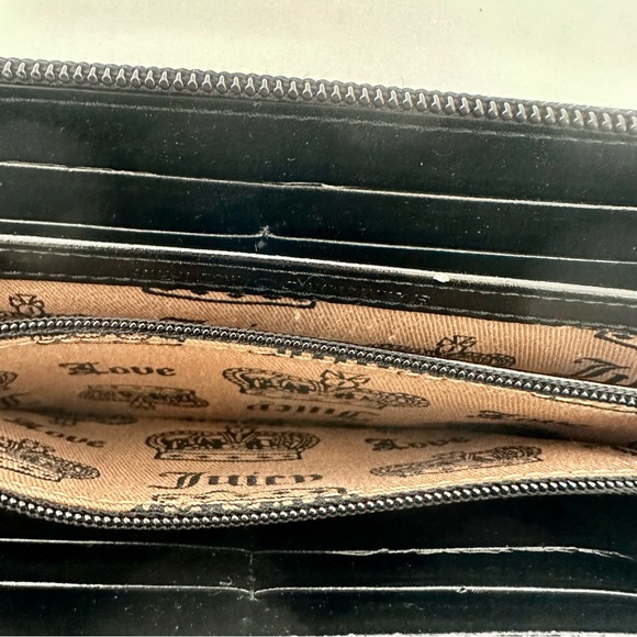 Authentic Y2K Vintage Juicy Couture Black Velour Zip Around Wallet Embroidered - Picture 14 of 15
